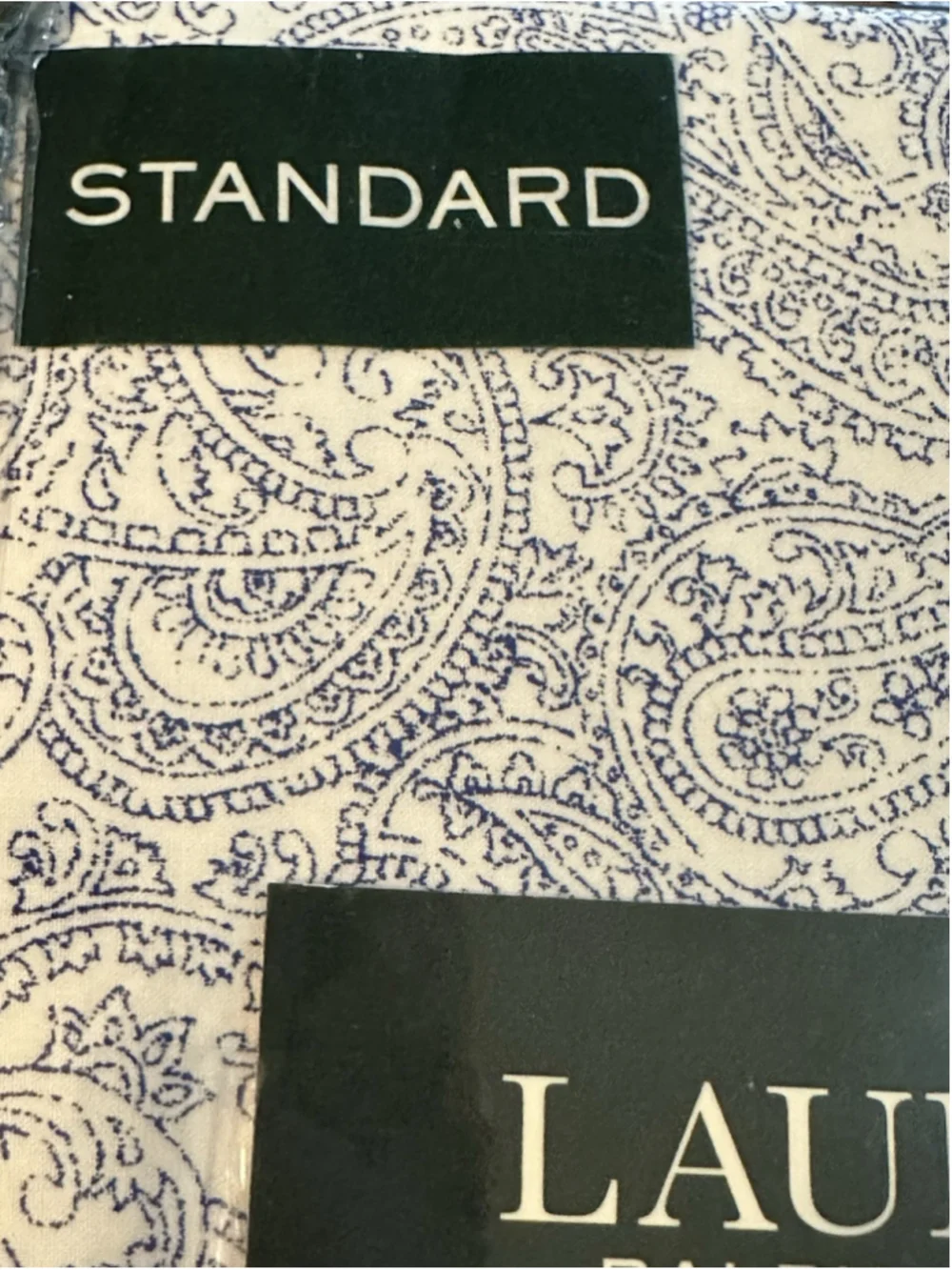 Lauren Ralph Lauren Standard Pillowcases Blue White Paisley Style 034038 NIP